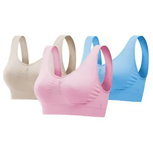 3 Pack Sport Bras Seamless Wire-free Light Support Tank Sports Yoga Sleep Bra US - Picture 1 of 40