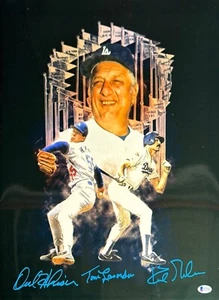 Kirk Gibson, Orel Hershiser, Tommy Lasorda Signed 16x20 Dodgers Chrome Photo BAS - Picture 1 of 2