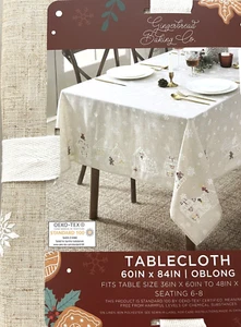 Gingerbread Baking Co TABLECLOTHS Embroidered LINEN Blend 60"x84" OBLONG NWT - Picture 1 of 5