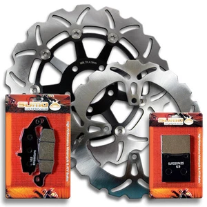 Front+Rear Stainless Steel Brake Disc Rotor + Pads for Suzuki GS 500 (1996-2010) - Foto 1 di 2
