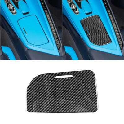 1x Real Carbon Fiber Central Console Water Cup Panel Trim For Corvette C8 20-24 - Image 1 of 4