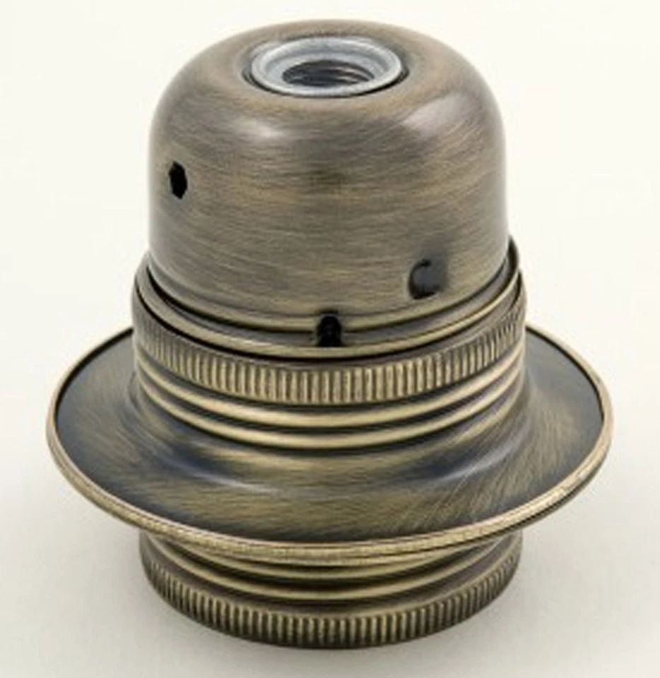 ES E27 Light Bulb Lamp holder 10mm entry in Antique Brass c/w Shade Ring (A42AB) - Image 1 of 1