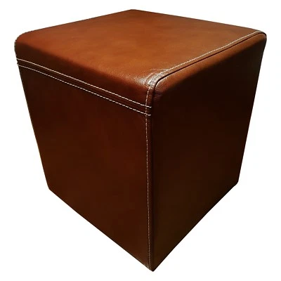 Braun Echt Leder Hocker Sitzhocker Fußhocker 40x40xH45cm Echtleder Sitzwürfel - Bild 1 von 4