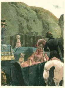 KUTSCHFAHRT mit HÜNDCHEN - Alexandre LUNOIS Colorierte OriginalLithographie 1898 - Picture 1 of 1