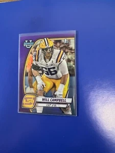 Will Campbell 2024 Bowman Chrome U Football Purple /399 RC LSU - Picture 1 of 3
