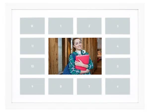 13-Öffnungen 12x16 Bild Collage Foto Holzrahmen weiß matt Echtglas, weiß - Bild 1 von 6