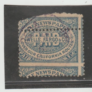US Scott #143LP8 Used Missperf Error Wells Fargo Newspaper F-VF. Sound. - Picture 1 of 2