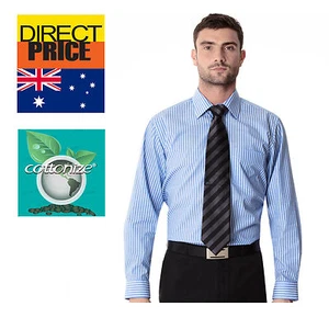 Mens Shirt Fine Cotton Bengal Blue Casual Business Office Formal Stripe Uniform - Picture 1 of 5