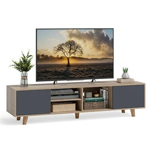 63" TV Stand Media Entertainment Center Console w/2 Doors & Open Shelves - Picture 1 of 10