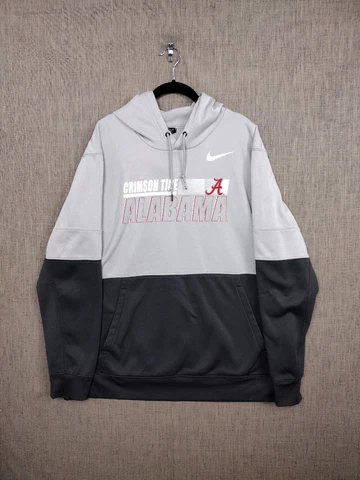 Alabama Hoodie Mens XL Crimson Tide Nike On-Field Sweatshirt Gray Black Dri Fit Cover