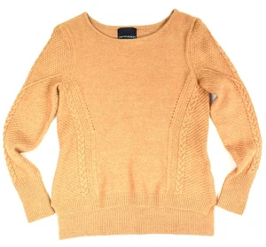 CYNTHIA ROWLEY Knit, Wool Blend Sweater (Tan) Women's Large Slim-Fit - Picture 1 of 7
