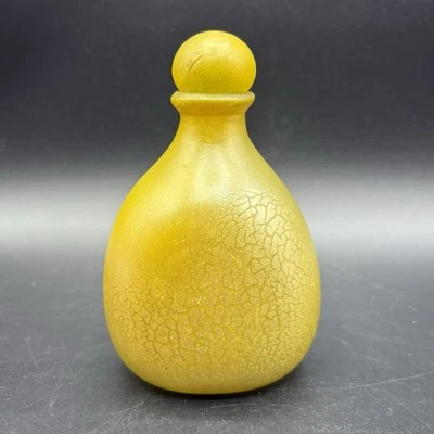 "Botella de vidrio arte mexicano LUNA con tapón pintada a mano craquelado aguacate verde 5""" Foto 1 de 4