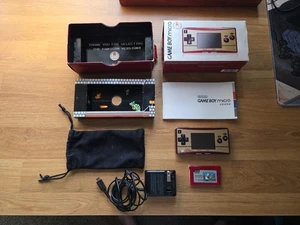 Nintendo Game Boy Micro Famicom Red Gold Console 20th Mario COMPLETE IN BOX - Picture 1 of 18