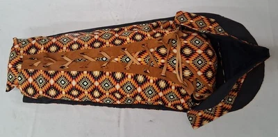 Portabebés artesanal nativo con cordones textil y cuero patrón suroeste Foto 1 de 4