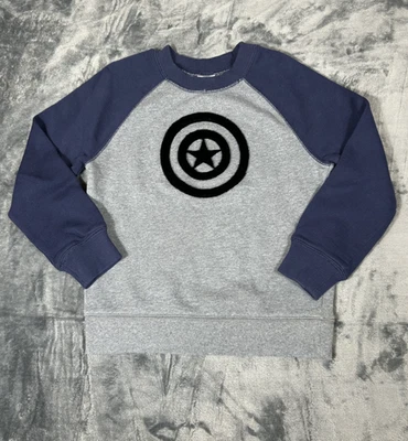 Hanna Andersson Marvel Crewneck Sweatshirt 110 cm US 5 Captain America Gray Blue - Image 1 of 4