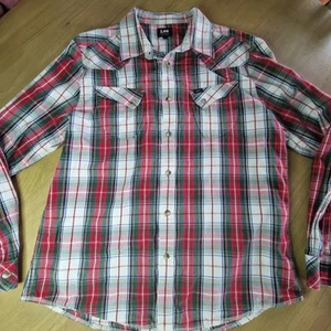 LEE Mens Western Shirt Size Large Pearl Snap 100% Cotton - Picture 1 of 10