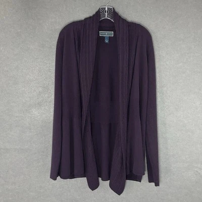 Cárdigan Karen Scott para mujer talla L púrpura chal delantero abierto ligero informal Foto 1 de 4