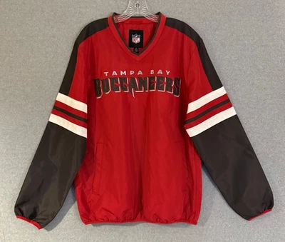 Пуловер мужской ветровка с логотипом NFL Tampa Bay Buccaneers средний красный черный с v-образным вырезом - Изображение 1 из 4