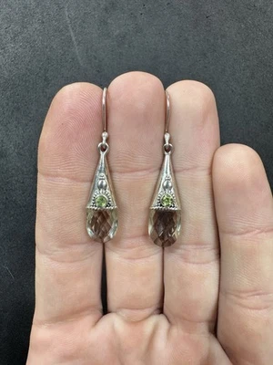4.6g VTG Sterling Silver Green Amethyst & Peridot Drop Earrings Jewelry lot X - Image 1 of 4