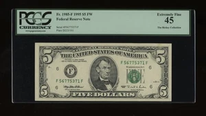 DBR 1995 $5 Atlanta Fr. 1985-F PCGS 45 Serial F56775371F - Picture 1 of 2