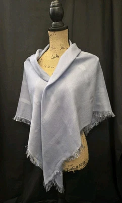 Bufanda cuadrada de colección años 60/70 Vera Lt azul/periwinkle ventana cuadros flecos 47" Foto 1 de 4