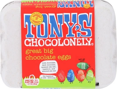 Surtido de huevos de Pascua de chocolate paquete de 12 caramelo de comercio justo almendra avellana Foto 1 de 4