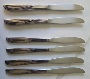 Vintage Twin Star Atomic Stainless Flatwear Lot of 6 Butter Knives 8.5" - Picture 1 of 6
