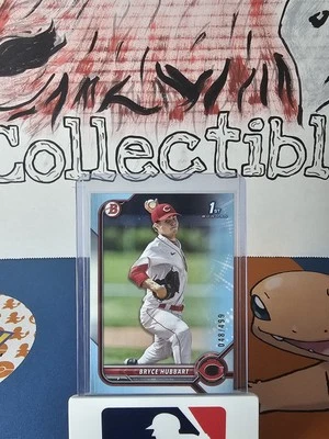 2022 Bowman Draft Bryce Hubbart 1st Sky Blue #/499 BD-17 Reds - Image 1 of 2