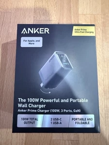 Anker Prime Charger, 100W Caricatore USB C 3 Porte Gan USB Caricatore Blocco Pieghevole - Foto 1 di 3