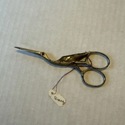 Vintage, Heron Crane Stork Bird Sewing Embroidery Silver Tone Scissors Germany - Image 1 of 4
