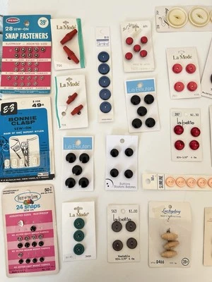 Vintage Button Lot La Mode Streamline Sears + Fasteners 44pc - Image 1 of 4