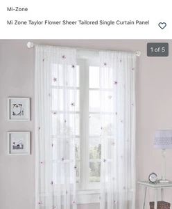 Set Of 2 Mi Zone Taylor Pink Flower Sheer Tailored Curtain Panels 51x83” - Picture 1 of 5