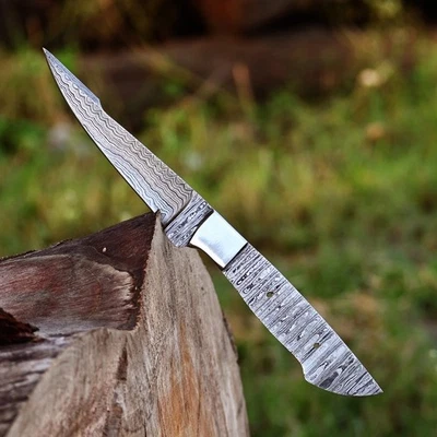 STEAK KNIFE BLANK BLADE HAND FORGED DAMASCUS STEEL CHEF KITCHEN KNIFE FULL TANG - Image 1 of 4