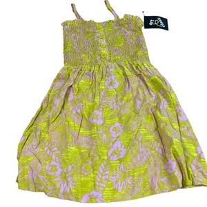 Art Class Girls' Yellow and Pink Smocked Button-Front Dress - Size Medium - NWT - Picture 1 of 6