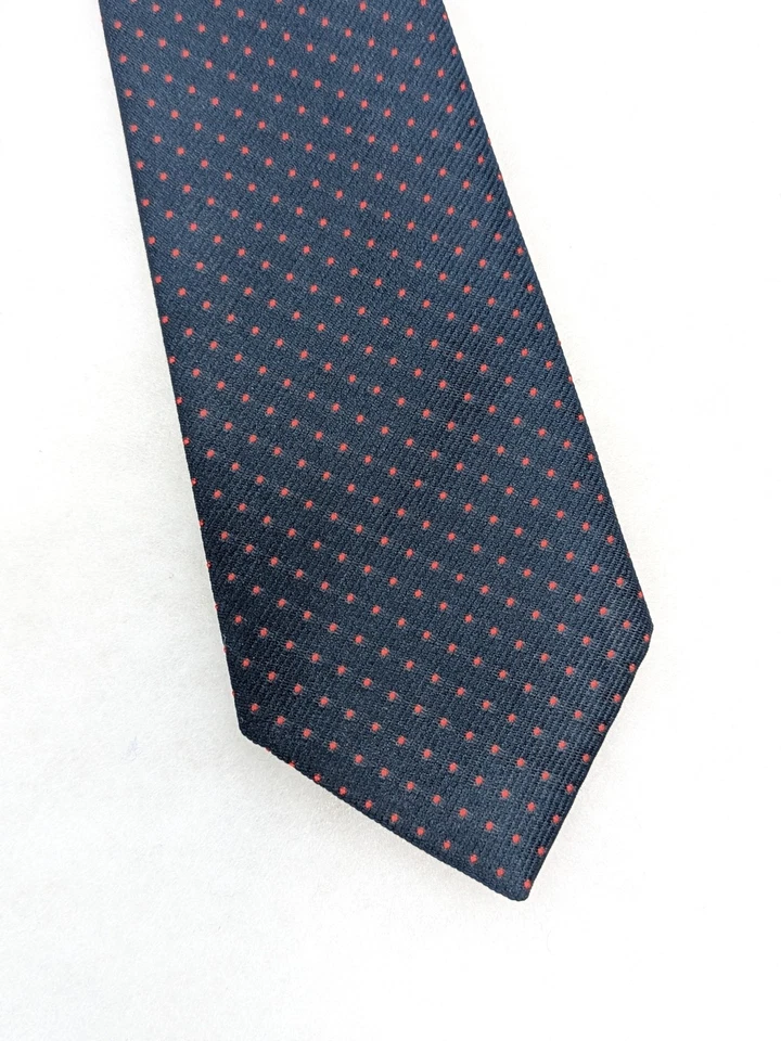 CORBATA VAN HEUSEN De Colección Años 80 Azul Marino Rojo Lunares Ajustada Poliéster Foto 1 de 4
