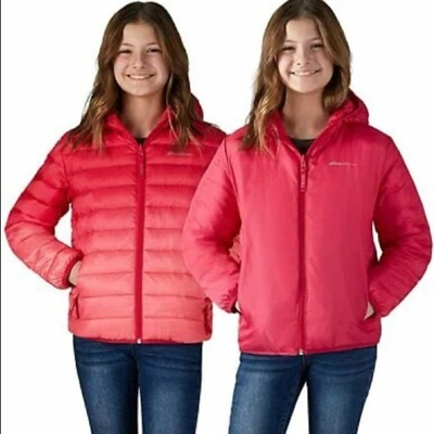 Eddie Bauer Girls' Reversible Hooded Down Jacket - Image 1 of 4