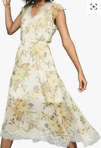 Reiss Emlin Floral Ivory Lace Trim Dress Size UK 12 RPP £245 New With Tags - Picture 1 of 16