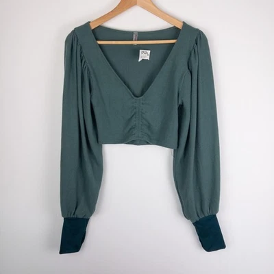 Free People движение Топ женщин маленький зеленый укороченный воздушный шар фестиваль богемное новый - Изображение 1 из 4