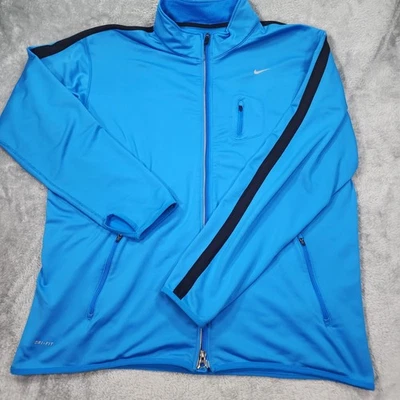 Nike Dri-FIT Full Zip Jacket Mens 2XL Blue Black Running Training Zip Pockets - Image 1 of 4