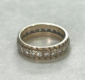 9ct Yellow Gold Ring Full Eternity Spinel Stones Hallmarked Ring Size M 1/2 - Picture 1 of 7