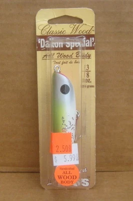 Luhr Jensen Dalten Special 3/8 oz. Cuerpo de madera clásico plateado brillante como nuevo en tarjeta Foto 1 de 4