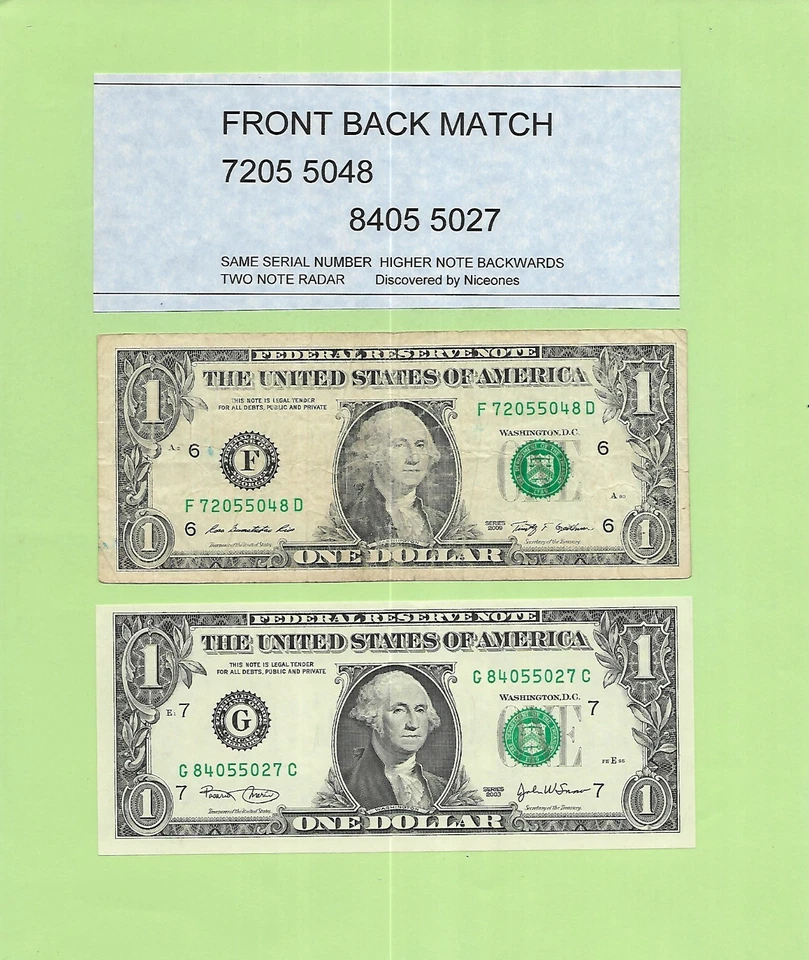 '7205 5048 & 8405 5027' .. FORWARD & BACK  $1 SERIAL  MATCH .. 2009 & 2003..CU - Image 1 of 1