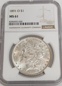 1891-O MS61 Morgan Silver Dollar NGC - Picture 1 of 2
