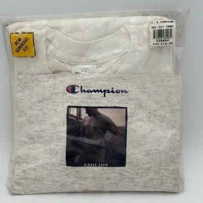 Camisa de Colección Años 90 Champion Blanca Acanalada Crew XL 46-48 NOS Hecha en EE. UU. Foto 1 de 4
