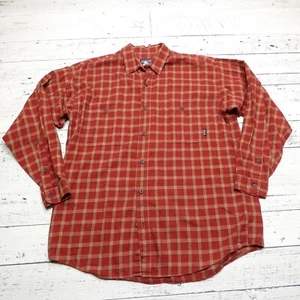 Patagonia Organic Cotton Flannel Shirt Mens Large Red Plaid Button Up Pockets - Picture 1 of 7