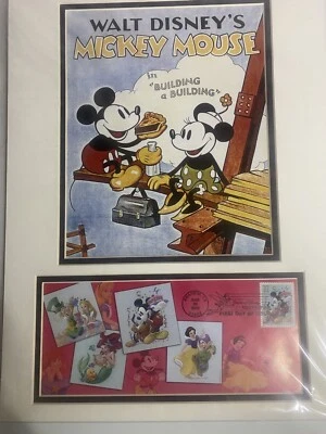 WALT DISNEY MICKEY MOUSE FIRST DAY COVER/STAMP COVER/ART WORK!! MINT!! MATTED!!  - Image 1 of 4