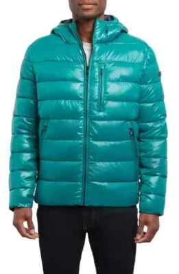 NWT Michael Kors Men's Casena Shiny Nylon Jacket Green - Image 1 of 4