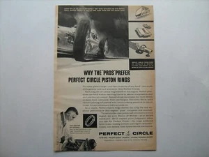 1962 "Why the Pros Prefer Perfect Circle Piston Rings" nice original vintage ad - Picture 1 of 1