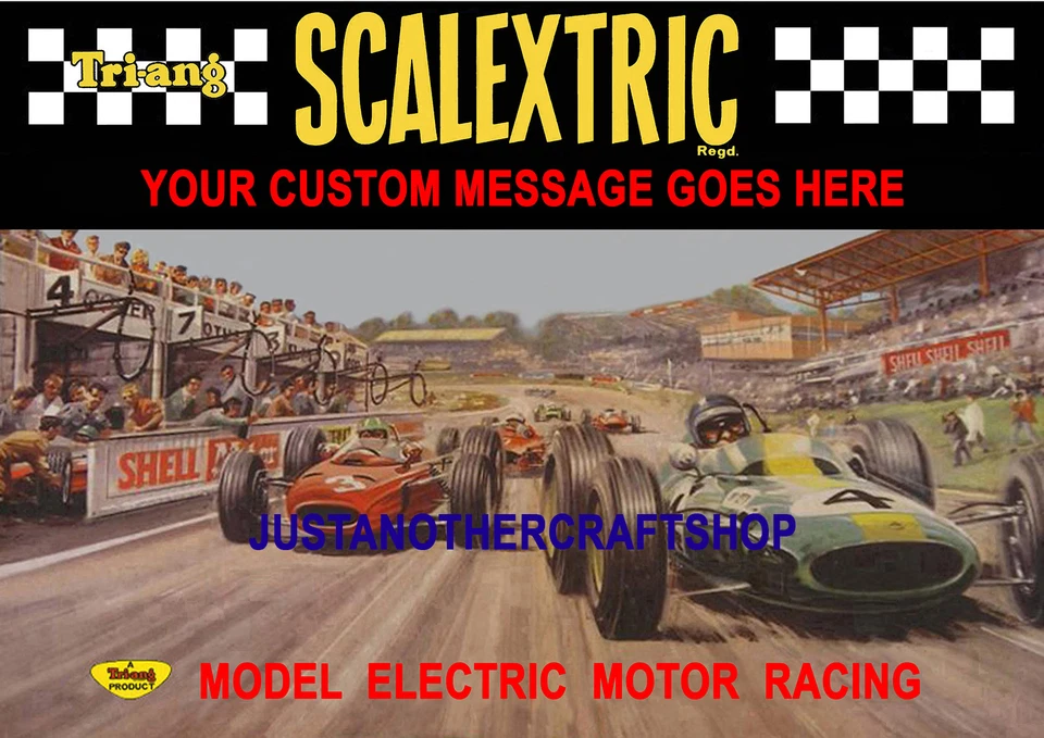 Personnalisé Scalextric 1960's Grande Taille Affiche avec Votre Message Imprimé - Photo 1/1