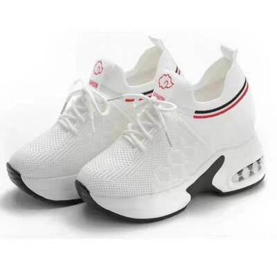 Женщин на танкетке каблуки шнурует вверх повседневный тренажеры платформе насосы удобные туфли кроссовки  - Изображение 1 из 4